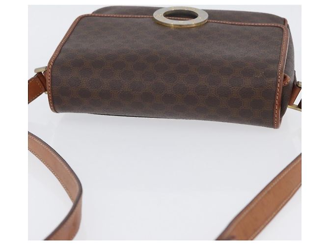 Céline Borsa a spalla circolare in tela Macadam CELINE in pelle PVC marrone oro Auth ARZ089 D'oro - vista 6