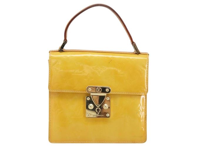 LOUIS VUITTON Borsa Spring Street Monogram Vernis Giallo Lime M91068 Auth 170096 D'oro - vista 13