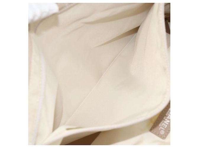 CHANEL Nuova Borsa Tote da Viaggio Nylon Beige Argento CC Auth BA11399 - vista 11