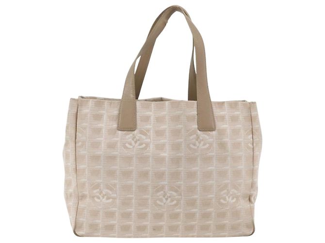 CHANEL Nuova Borsa Tote da Viaggio Nylon Beige Argento CC Auth BA11399 - vista 2