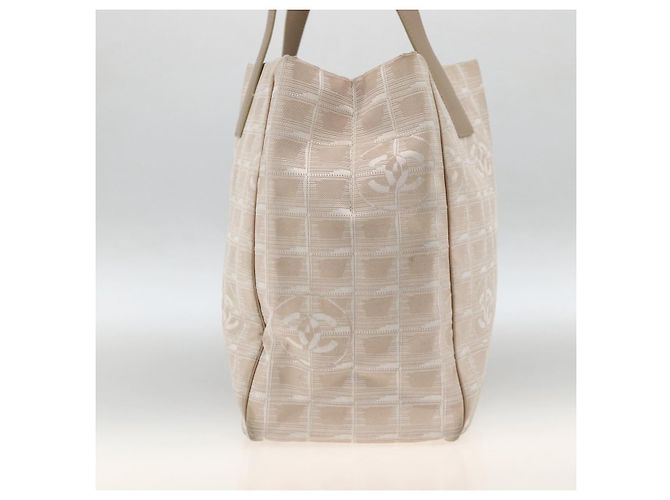 CHANEL Nuova Borsa Tote da Viaggio Nylon Beige Argento CC Auth BA11399 - vista 3