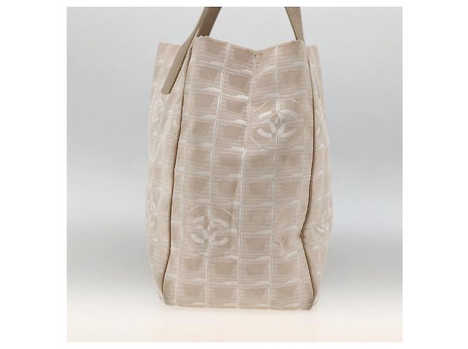 CHANEL Nuova Borsa Tote da Viaggio Nylon Beige Argento CC Auth BA11399 - vista 4