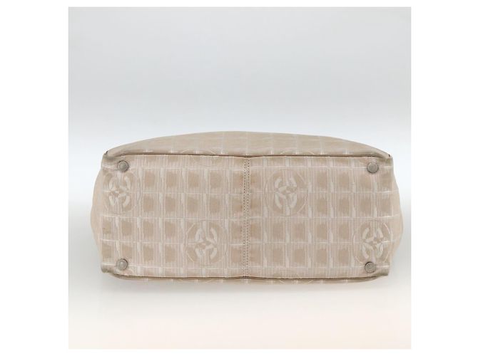 CHANEL Nuova Borsa Tote da Viaggio Nylon Beige Argento CC Auth BA11399 - vista 5
