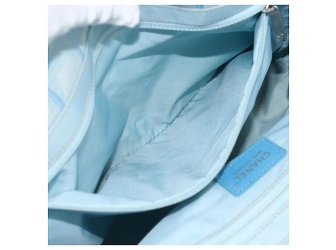 CHANEL Nuova Borsa da Viaggio in Nylon Azzurro Chiaro Argento CC Auth BSZ263 Blu chiaro - vista 11
