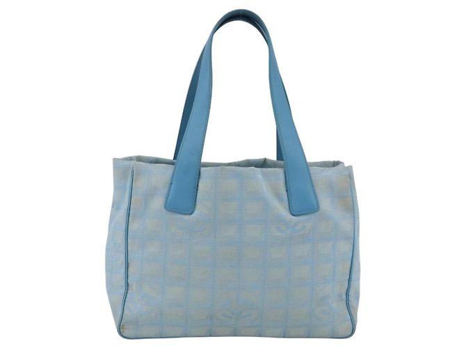CHANEL Nuova Borsa da Viaggio in Nylon Azzurro Chiaro Argento CC Auth BSZ263 Blu chiaro - vista 13