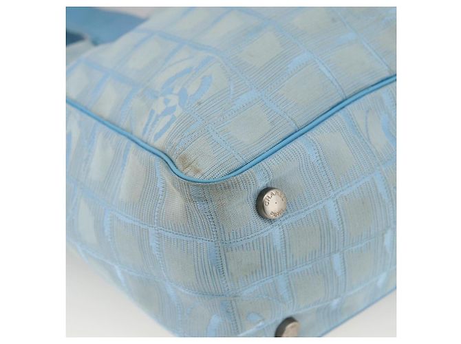 CHANEL Nuova Borsa da Viaggio in Nylon Azzurro Chiaro Argento CC Auth BSZ263 Blu chiaro - vista 14