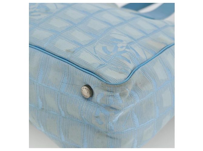 CHANEL Nuova Borsa da Viaggio in Nylon Azzurro Chiaro Argento CC Auth BSZ263 Blu chiaro - vista 15