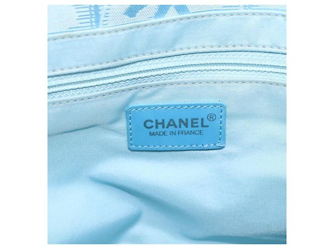 CHANEL Nuova Borsa da Viaggio in Nylon Azzurro Chiaro Argento CC Auth BSZ263 Blu chiaro - vista 17