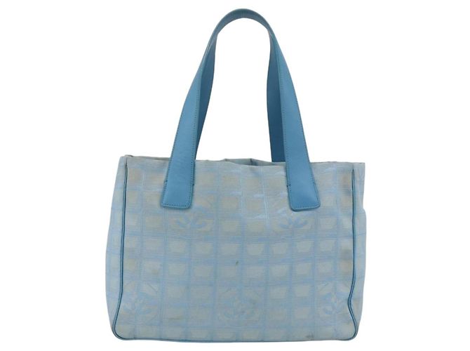 CHANEL Nuova Borsa da Viaggio in Nylon Azzurro Chiaro Argento CC Auth BSZ263 Blu chiaro - vista 2