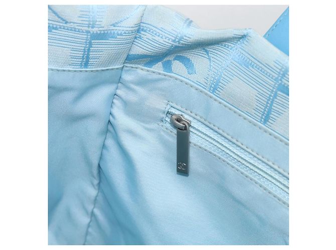 CHANEL Nuova Borsa da Viaggio in Nylon Azzurro Chiaro Argento CC Auth BSZ263 Blu chiaro - vista 20