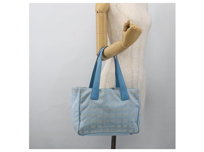 CHANEL Nuova Borsa da Viaggio in Nylon Azzurro Chiaro Argento CC Auth BSZ263 Blu chiaro - vista 22