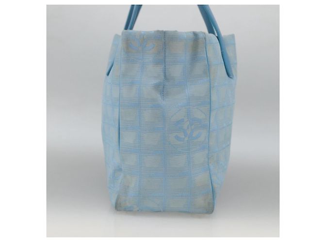 CHANEL Nuova Borsa da Viaggio in Nylon Azzurro Chiaro Argento CC Auth BSZ263 Blu chiaro - vista 3