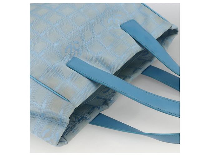 CHANEL Nuova Borsa da Viaggio in Nylon Azzurro Chiaro Argento CC Auth BSZ263 Blu chiaro - vista 6