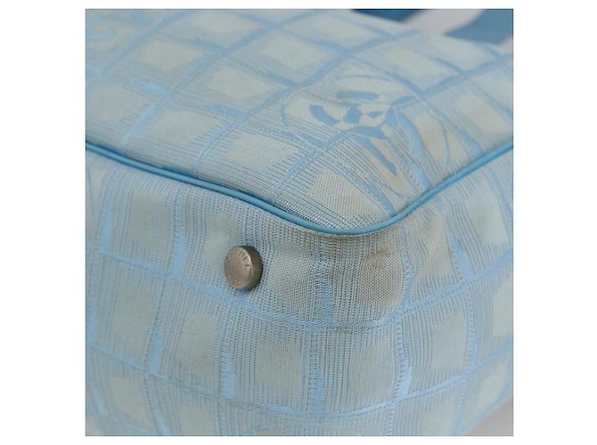 CHANEL Nuova Borsa da Viaggio in Nylon Azzurro Chiaro Argento CC Auth BSZ263 Blu chiaro - vista 9