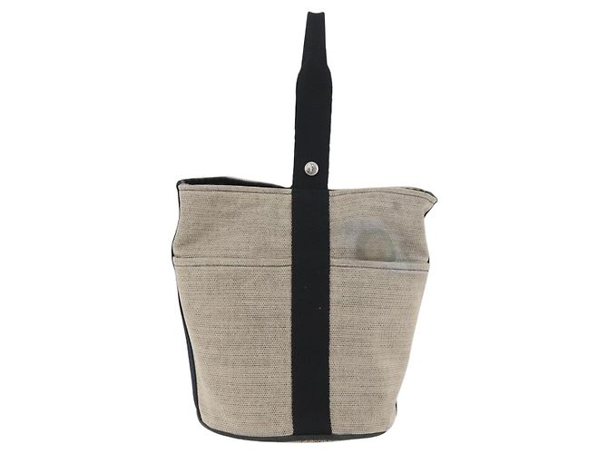 Hermès HERMES Sakso MM Handtasche aus Canvas Beige Silber Authentisch bs34048 - Ansicht 13