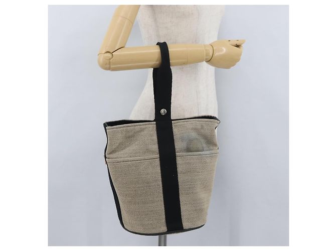 Hermès HERMES Sakso MM Handtasche aus Canvas Beige Silber Authentisch bs34048 - Ansicht 25