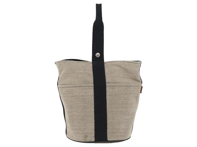 Hermès HERMES Sakso MM Handtasche aus Canvas Beige Silber Authentisch bs34048 - Ansicht 3