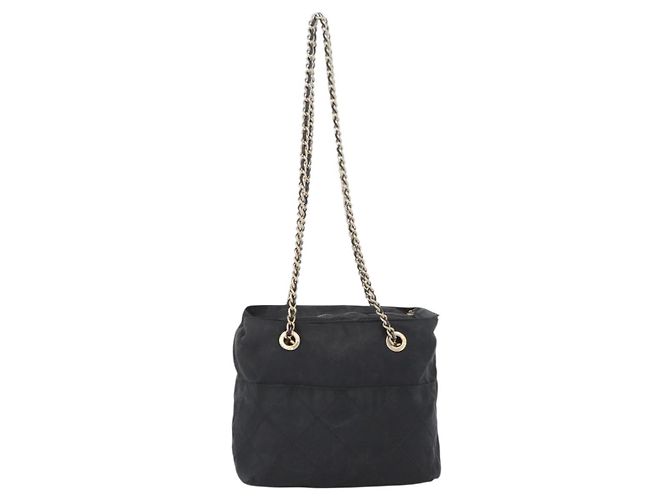 Bolso de Hombro con Cadena Prada de Nailon Negro y Oro Auth bs34051 Dorado - vista 2