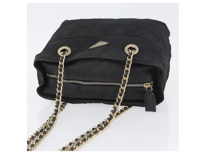 Bolso de Hombro con Cadena Prada de Nailon Negro y Oro Auth bs34051 Dorado - vista 6