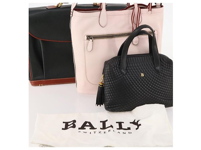 BALLY Borsa a Mano in Pelle 3 Pezzi Nero Rosa Auth mr2113 - vista 23