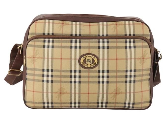 Borsa a Spalla Burberrys Nova Check in Pelle PVC Beige Oro Auth ep13571 D'oro - vista 13