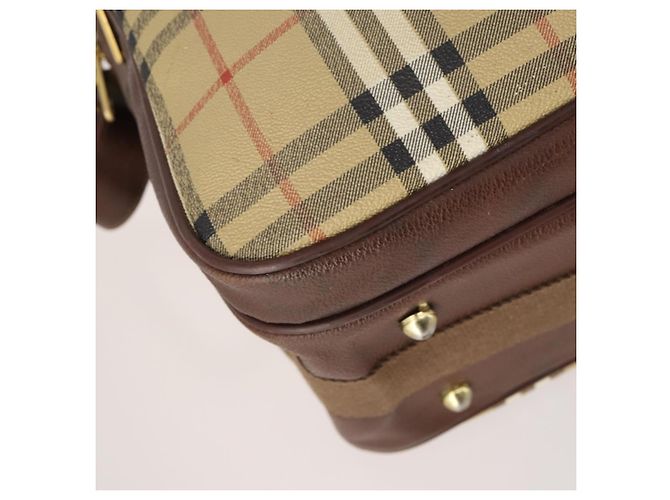 Borsa a Spalla Burberrys Nova Check in Pelle PVC Beige Oro Auth ep13571 D'oro - vista 14