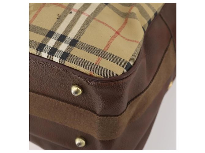 Borsa a Spalla Burberrys Nova Check in Pelle PVC Beige Oro Auth ep13571 D'oro - vista 15