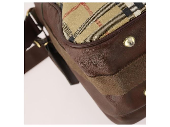 Borsa a Spalla Burberrys Nova Check in Pelle PVC Beige Oro Auth ep13571 D'oro - vista 16