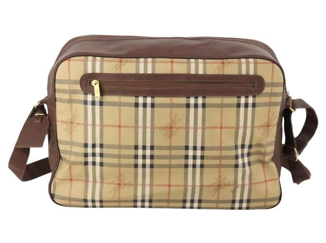 Borsa a Spalla Burberrys Nova Check in Pelle PVC Beige Oro Auth ep13571 D'oro - vista 2