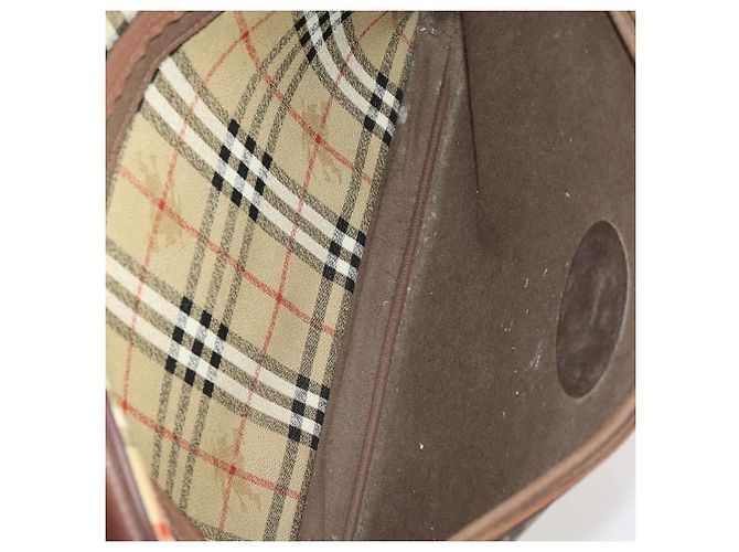 Borsa a Spalla Burberrys Nova Check in Pelle PVC Beige Oro Auth ep13571 D'oro - vista 23