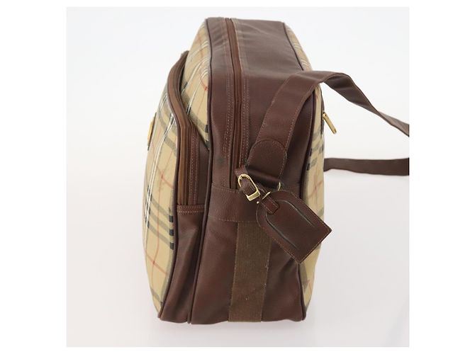 Borsa a Spalla Burberrys Nova Check in Pelle PVC Beige Oro Auth ep13571 D'oro - vista 3