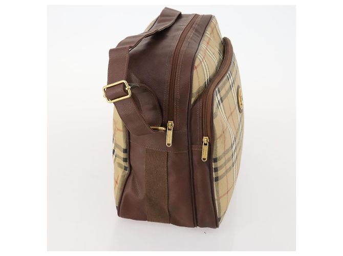 Borsa a Spalla Burberrys Nova Check in Pelle PVC Beige Oro Auth ep13571 D'oro - vista 4