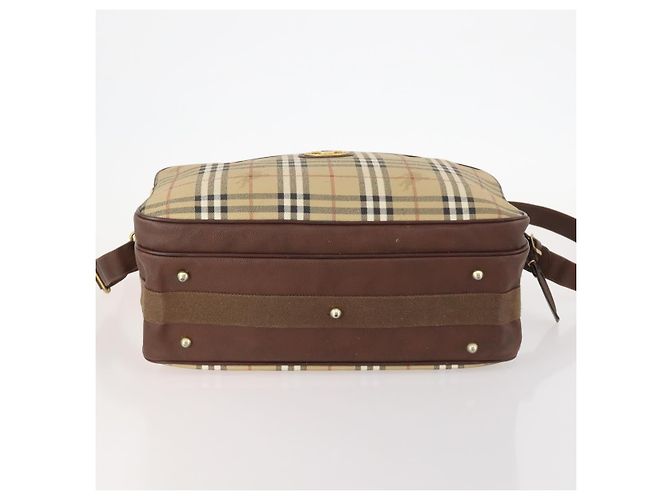 Borsa a Spalla Burberrys Nova Check in Pelle PVC Beige Oro Auth ep13571 D'oro - vista 5