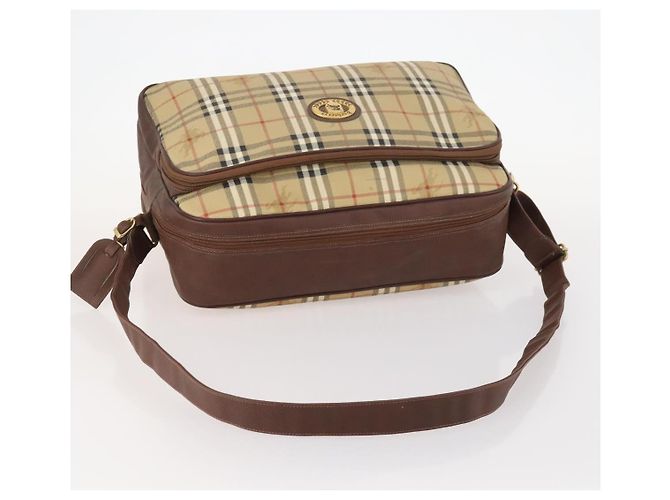 Borsa a Spalla Burberrys Nova Check in Pelle PVC Beige Oro Auth ep13571 D'oro - vista 7