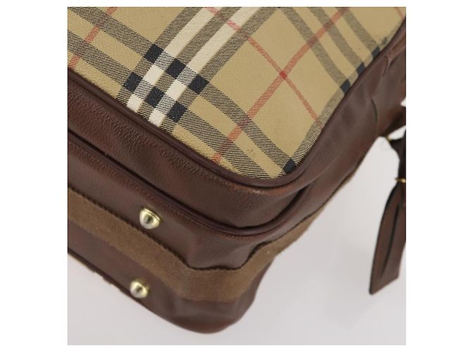 Borsa a Spalla Burberrys Nova Check in Pelle PVC Beige Oro Auth ep13571 D'oro - vista 9