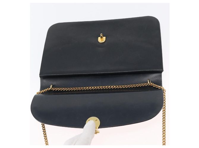 Borsa a Spalla con Catena Christian Dior in Pelle Nera e Oro Auth ka3196 Nero D'oro - vista 10