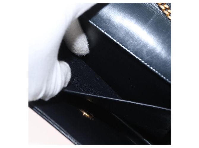 Borsa a Spalla con Catena Christian Dior in Pelle Nera e Oro Auth ka3196 Nero D'oro - vista 12
