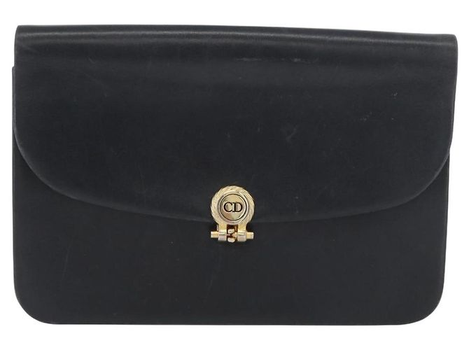 Borsa a Spalla con Catena Christian Dior in Pelle Nera e Oro Auth ka3196 Nero D'oro - vista 13