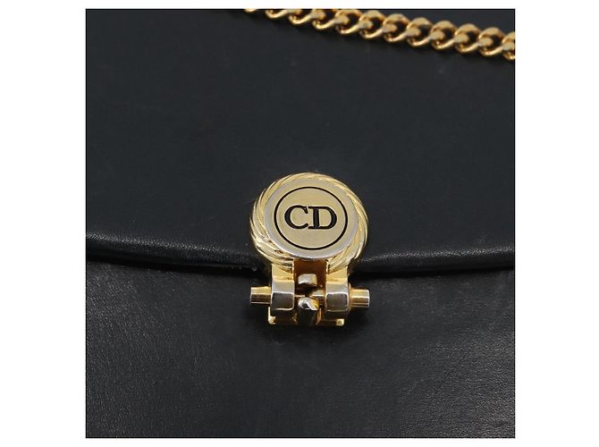 Borsa a Spalla con Catena Christian Dior in Pelle Nera e Oro Auth ka3196 Nero D'oro - vista 17