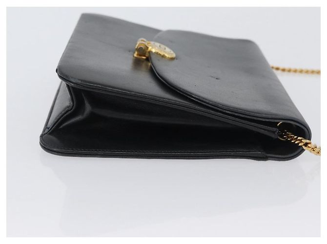 Borsa a Spalla con Catena Christian Dior in Pelle Nera e Oro Auth ka3196 Nero D'oro - vista 3