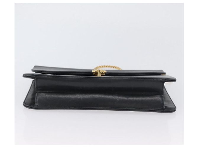 Borsa a Spalla con Catena Christian Dior in Pelle Nera e Oro Auth ka3196 Nero D'oro - vista 5