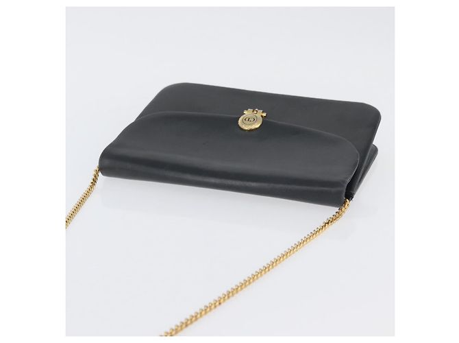 Borsa a Spalla con Catena Christian Dior in Pelle Nera e Oro Auth ka3196 Nero D'oro - vista 6