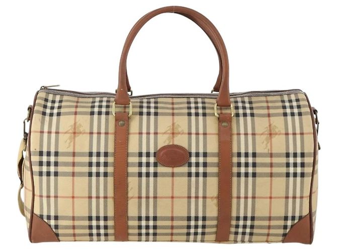 Borsa Boston Burberrys Nova Check PVC 2in1 Beige Oro Auth 170084 D'oro - vista 13