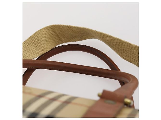 Borsa Boston Burberrys Nova Check PVC 2in1 Beige Oro Auth 170084 D'oro - vista 15