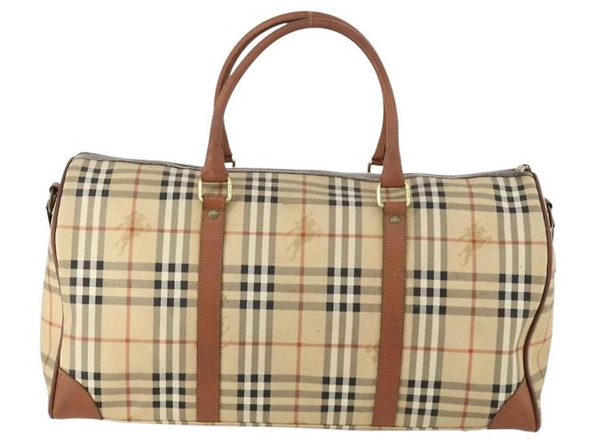 Borsa Boston Burberrys Nova Check PVC 2in1 Beige Oro Auth 170084 D'oro - vista 2