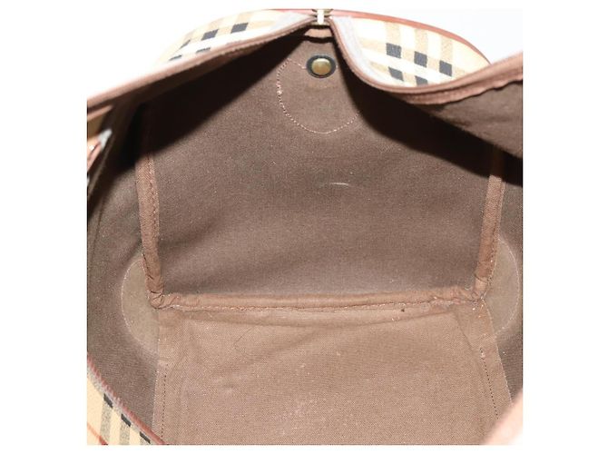 Borsa Boston Burberrys Nova Check PVC 2in1 Beige Oro Auth 170084 D'oro - vista 21