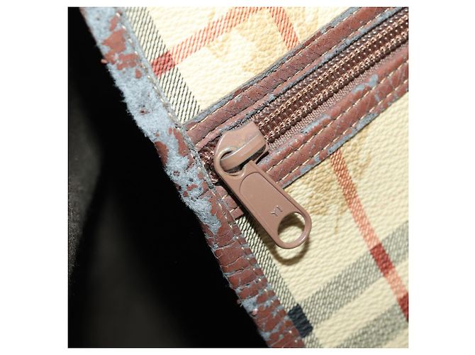 Borsa Boston Burberrys Nova Check PVC 2in1 Beige Oro Auth 170084 D'oro - vista 22
