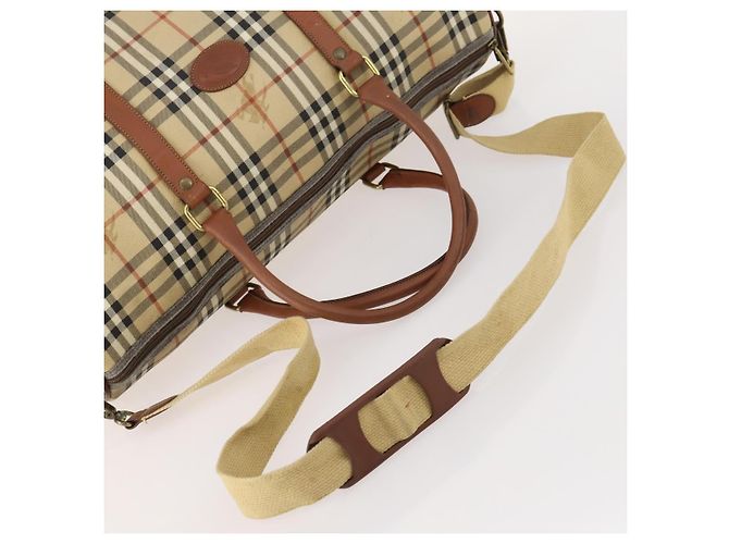 Borsa Boston Burberrys Nova Check PVC 2in1 Beige Oro Auth 170084 D'oro - vista 7