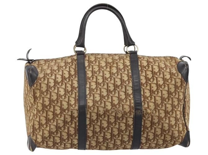 Borsa Boston in tela Trotter Christian Dior Beige Oro Auth ep13683 - vista 13