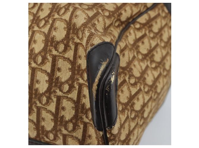 Borsa Boston in tela Trotter Christian Dior Beige Oro Auth ep13683 - vista 15